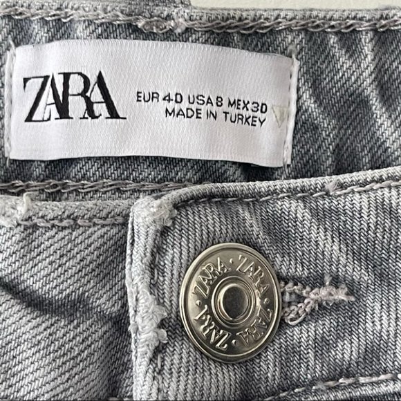 ❌SOLD❌ Zara high rise slim straight grey jeans distressed women's size 8 - Picture 9 of 13